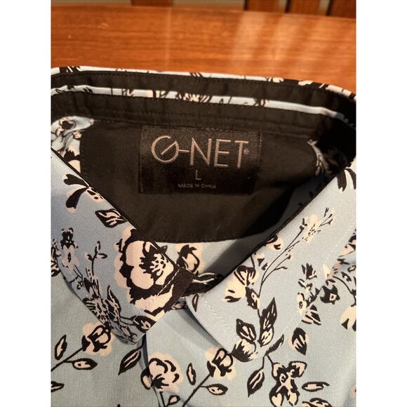 Men's G-Net Short Sleeve Button Down Blue Floral Shirt Size Large (L) - Picture 2 of 5